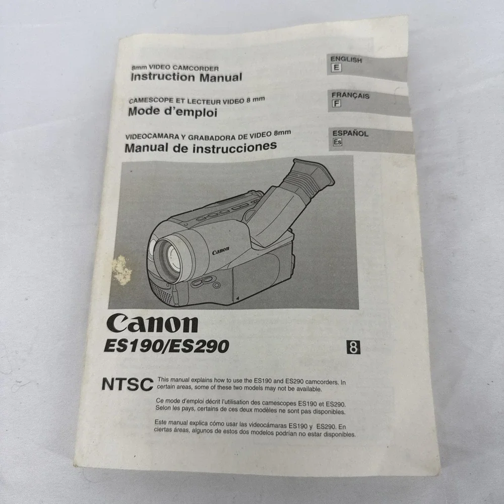 Canon ES190/ES29. 8mm Video Camcorder Instruction Manual, English French Spanish